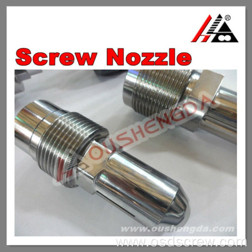 Injector nozzle and injection screw for molding machine